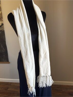 Cream Fringe Knit Scarf - Women Accessories